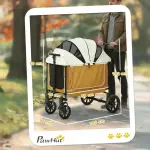 Hundvagn Dog Buggy Hopfällbar för Hundar och Katter upp till 30 kg, Brun, 110x65x102 cm