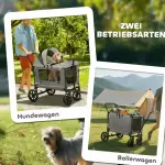 Hundvagn Dog Buggy Hopfällbar för Hundar och Katter upp till 30 kg, Mörkgrå, 110x65x102 cm
