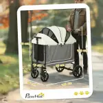 Hundvagn Dog Buggy Hopfällbar för Hundar och Katter upp till 30 kg, Mörkgrå, 110x65x102 cm