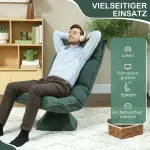 Golvstol med 5-vägs Justerbart Ryggstöd, Roterbar och Modern Stoppad, Grön