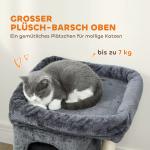 Klösträd Kompakt Mörkgrå Sisal och Plysch för Katter Klösmöbel med 2 Grottor och Plattform Lekplats och Vila 98 cm