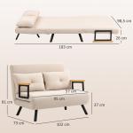 Bäddsoffa och 2-sitssoffa i Sammetsoptik med Bäddfunktion samt 2 Kuddar Hållbar och Stabil Natur, Beige och Svart Tyg och Trä