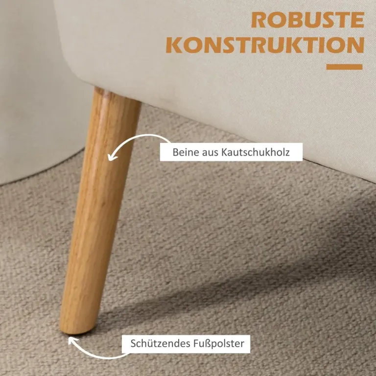 Soffa Loveseat 2-Sits Krämvit av Tyg 117 x 56,5 x 77 cm