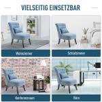 TV-Fåtölj i Blått Linnetyg, Bekväm Relaxstol med Ryggkudde och Träben, Elegant Vilostol för Vardagsrum, Blå, 52,5 x 69 x 77 cm