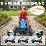 Trampbil Go-kart Blå Metall och Plast för Barn 3-8 År Trampfordon med Justerbar Sits och Handbroms Säker och Rolig Lek