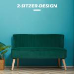 Soffa 2-sits Mörkgrön Tyg och Trä för Vardagsrum Retro Soffa med Träben och Mjuk Stoppning Kompakt 117x57x77 cm