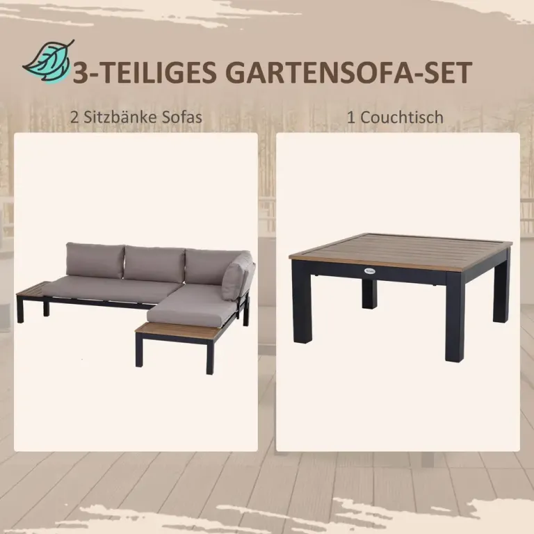 Trädgårdsmöbelset för 3 Personer 164 x 74 x 69 cm