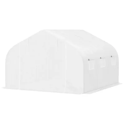 Tunnelväxthus Litet Växthus Vit av Metall 4,45 x 2,99 x