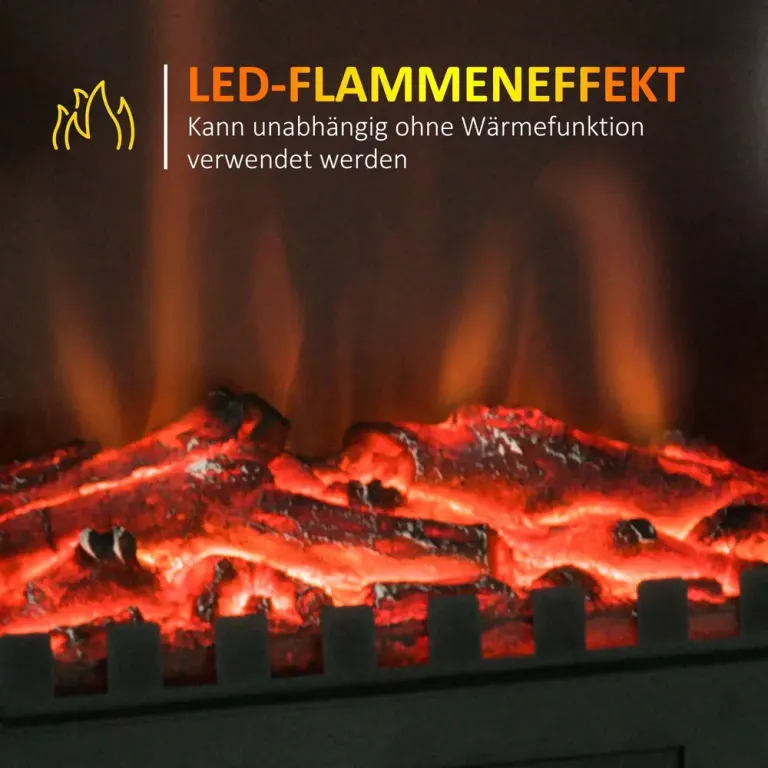 Elektrisk Kamin med LED-Flamma 39 x 23 x 56,5 cm, Svart