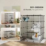 Inomhus Katthölje 4-nivå DIY med Metalltråd, Hängmatta, Rampdörrar och Hoppplattformar