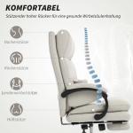 Kontorsstol Ergonomisk Ljusgrå Konstläder och Metall för Hemmakontor Skrivbordsstol med Fotstöd och Ländryggsstöd Bekväm och Justerbar