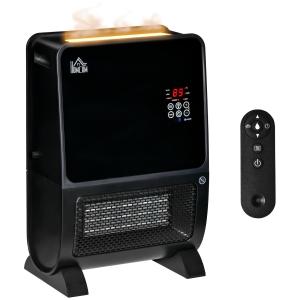 Mini Elektrisk Kamin för Bord, Kompakt Värmefläkt med LED-Eld, Portabel Värmare för Skrivbord och Vardagsrum, Vit, 30,5 x 18 x 35 cm, 1500 W