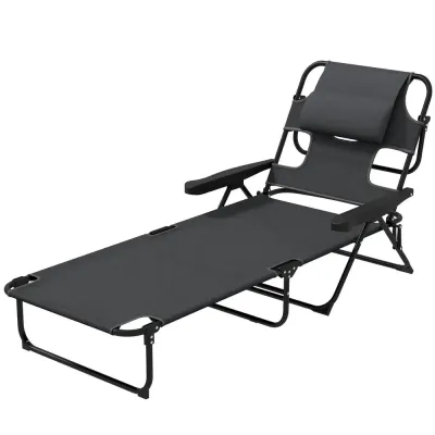 Solstol Mörkgrå av Mesh 188 x 56 x 28 cm