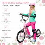 Sparkcykel med Handbroms 16 Tum, Robust Skoter för Barn med Stora Hjul, Säker Körning på Alla Underlag, Rosa, 135 x 58 x 92-100 cm, 5 år+