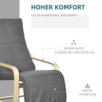 Accentfåtölj med Justerbart Fotstöd, Björkträ, upp till 120 kg, Grå, 66,5 x 94 x 100 cm