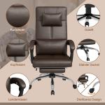 Kontorsstol med Massagefunktion, Ergonomisk Skrivbordsstol med Liggfunktion och Nackstöd, Höj- och Sänkbar, Brun
