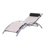 Solstol Trädgårdsstol Relaxstol Krämvit Aluminium för Terrass och Balkong Justerbart Ryggstöd Bekväm 170 X 64 X 82 Cm