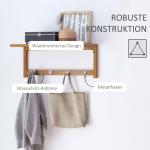 Väggarderob Prisvärd Natur Trä för Hall och Förvaring Platsbesparande Design med Krokar för Kläder och Jackor 50 x 16 x 17,5 cm