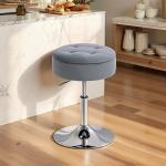 Barstol med Förvaring Grå Sammet och Metall för Kök Roterbar Barpall med Höj och Sänkbar Sits Lyxig Design och Mjuk Stoppning 65 cm
