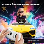 Elbil Barn Sportbil Gul Plast för Barn Elektrisk Leksaksbil med 12V Motor och Fjärrkontroll LED Ljus och Musik Rolig och Säker 102x49x43 cm