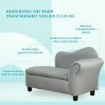 Barnsoffa Schäslong Ljusgrå av Tyg och Massivt Trä för Barn 1,5-3 År med Förvaringsutrymme Bekväm Sittplats 80 x 40 x 49 cm