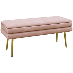 Stoppad Förvaringsbänk, Stål, Rosa, 100 x 37,5 x 42 cm