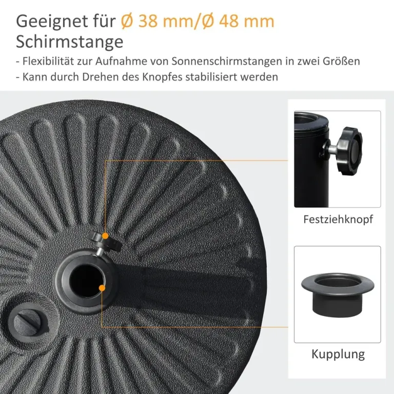 Rund Parasollfot i Cement Parasollstativ 51 cm