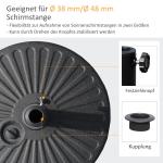 Rund Parasollfot i Cement, Stabilt Paraplystativ för Trädgårdsparasoll, Passar Stångdiameter 38-48 mm, Svart, 51 cm, 22 kg