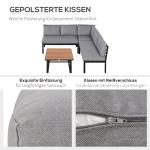 Loungegrupp i Aluminium för 4 Personer, Modern Utemöbel med Lyftbart Soffbord, Bekväm Soffa med Dynor för Terrass, Grå