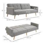 Bäddsoffa med Bäddfunktion och Bekväma Sittkuddar för Vardagsrum Ergonomisk och Prisvärd Grå Linneoptik 205 x 88 cm