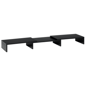 Dubbel Skärmställ, Justerbar Längd och Vridbar Vinkel, för PC, Laptop och Skrivare, Svart, 80–117 x 23,5 x 10 cm