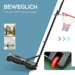 Basketstativ Basketkorg Svart av Stål och Plast för Utomhusbruk Höjdjusterbart Stativ med Hjul 160-210 cm