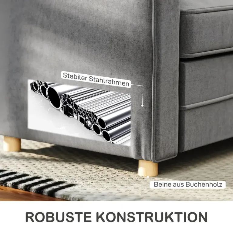 Kompakt Soffa Linnelook Mjuka Sittdynor Stålram 2-Sits