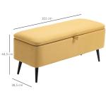 Stoppad Förvaringsbänk med Linnelook, upp till 150 kg, Gul, 101 x 38,5 x 44,5 cm