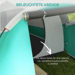 Tunneltält Campingtält Grön av Polyester för Trädgård och Camping Familjetält för 5 Personer med 2 Rum Vattenpelare 3000 mm