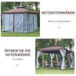 Paviljong med Ventilationstak och Myggnät Partytält med Dräneringshål Polyester och Stål Beige Svart 2,95 X 2,95 X 2,75 M