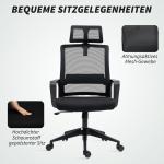 Kontorsstol Skrivbordsstol Ergonomisk Svart av Nät och Plast för Kontor Höj- och Sänkbar Snurrstol med Nackstöd och Armstöd