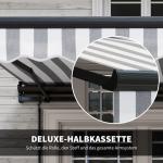 Fällarmsmarkis Elektrisk Markis Grå Vit av Aluminium och Polyester för Balkong Solskydd med Handvev och Fjärrkontroll 395 x 250 cm