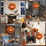 Halloweenkrans med Grusel Pumpadesign och Höstlöv samt Ljuseffekter för Dekoration Hållbar och Prisvärd Flerfärgad Plast och Tyg