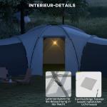 Tunneltält Familjetält Grå av Polyester för Camping 6-9 Personer med 3 Sovrum och Vardagsrum Vattenpelare 2000 mm