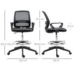Ergonomisk Ståstol med Fotstöd Höj- och Sänkbar Snurrstol för Aktivt Sittande Svart 59,5 X 60 X 102,5-126 Cm
