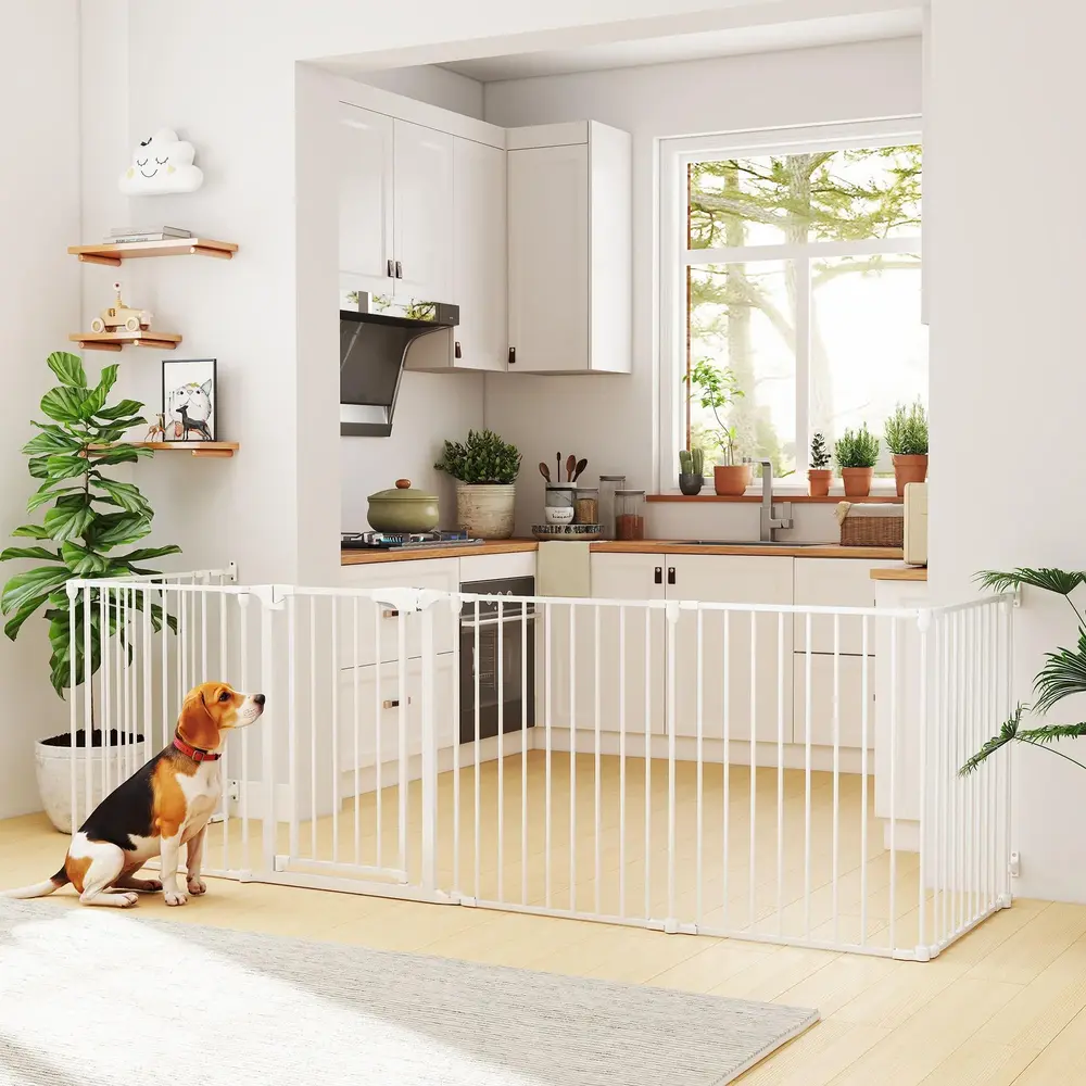 Husdjursstängsel Hopfällbar Vit Plast och Kolstål för Små