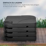 Fyllbar Parasollfot 4-Pack, Stabiliserande Vikter för Kryssfot, Fylls med Vatten eller Sand, Svart, 60 l/78 kg