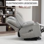 TV-Stol Ståhjälp Ljusgrå av Tyg och Metall för Avkoppling Elektrisk Avslappningsstol med Liggfunktion och Värmefunktion Massage
