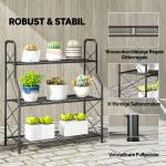 Blomställer 3 Våningar Svart Metall för Inomhus och Utomhus Hylla med Handtag Dekorativ Design 78 cm
