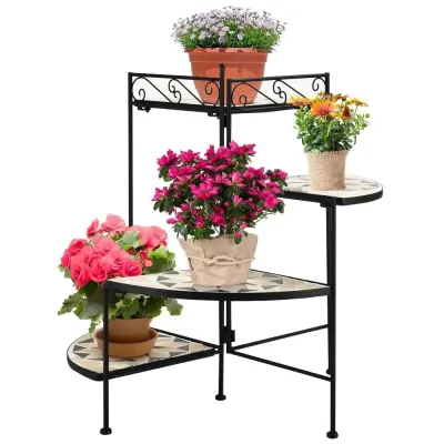 Blomtrappa i Metall 4 Våningar Dekorativ 64 cm