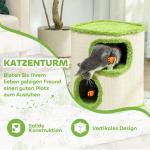 Skraptunna Klösmöbel Grön Krämvit av Sisal för Katter upp till 5 kg med 2 Grottor och Lekboll 52 cm