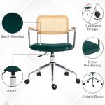 Skrivbordsstol i Bohostil med Armstöd i Trä och Justerbar Höjd för Kontor Ergonomisk och Stabil Grön Stål och Tyg upp till 120 kg