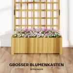 Spaljé med Blomlåda Naturfärgad Trä för Trädgård och Uteplats Växtstöd med Dräneringshål och Klättergaller Insynsskydd 90x30x180 cm