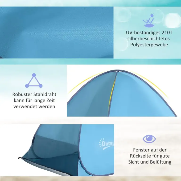 Pop-Up Tält Strandtält Campingtält 200 x 150 x 119 cm